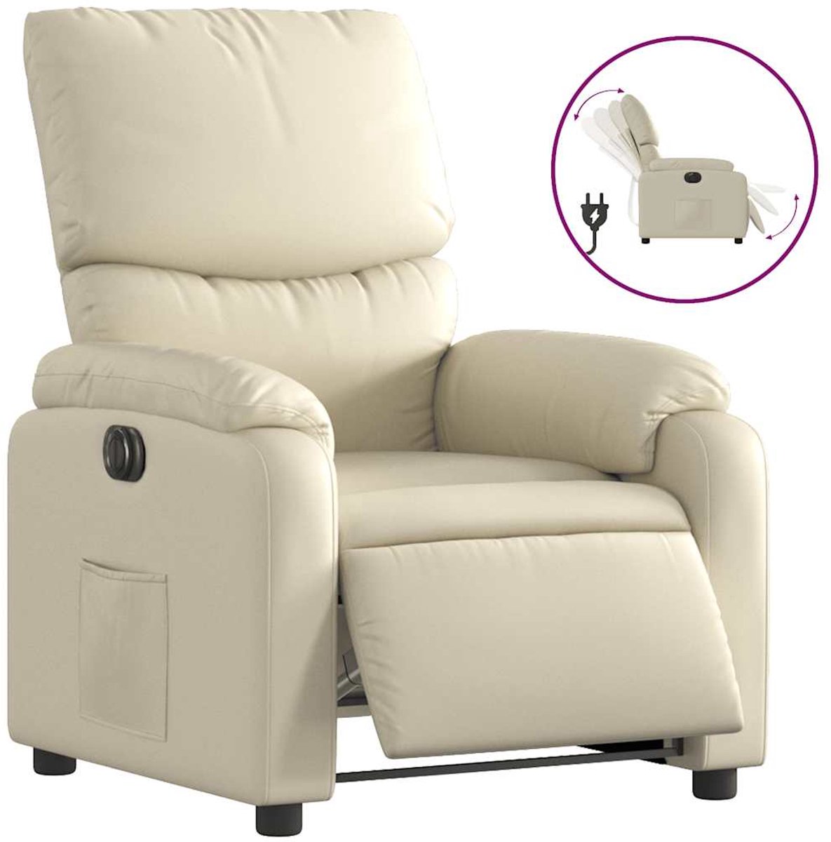 vidaXL Fauteuil - elektrisch - verstelbaar - kunstleer - crèmekleurig
