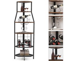 MKSS® Barkast - Drankkast - Barmeubel - 40x40x170cm - Bruin met Zwart