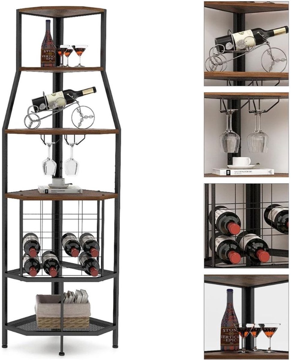 MKSS® Barkast - Drankkast - Barmeubel - 40x40x170cm - Bruin met Zwart