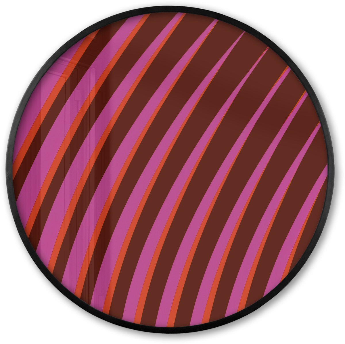 FrameYourWall Poster in lijst Rond - Fotolijst 60x60 cm - Posters - Lijnen - Rood - Beweging - Ronde posterlijst zwart - Decoratie - Wanddecoratie woonkamer - Muurdecoratie slaapkamer
