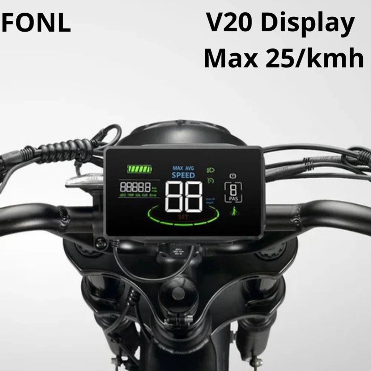 FONL H6C Display - Ouxi V20 fatbike LCD scherm 25 km/u begrensd