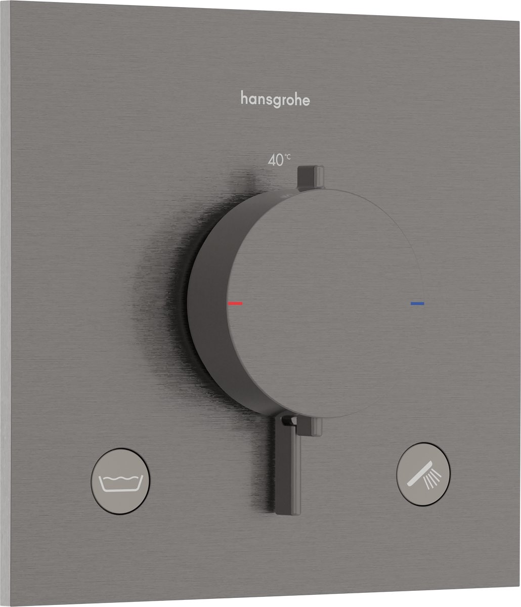 hansgrohe Ecostat Comfort E - Inbouwthermostaat - Ecostat thermostaat - Zekerheidscombinatie EN1717 - 2 functies - Brushed Black Chrome