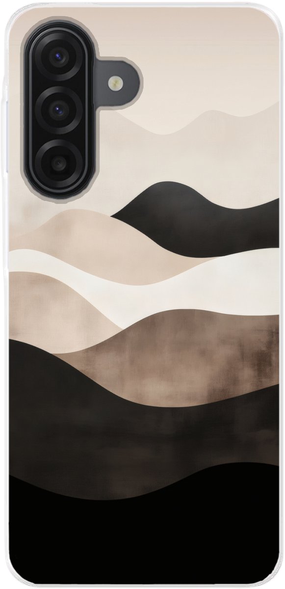 Telefoonhoesje Geschikt voor Samsung Galaxy A17 hoesje - Abstract - Landschap - Golven - Crèmekleur - Siliconen Telefoonhoesje Telefoonhoesje