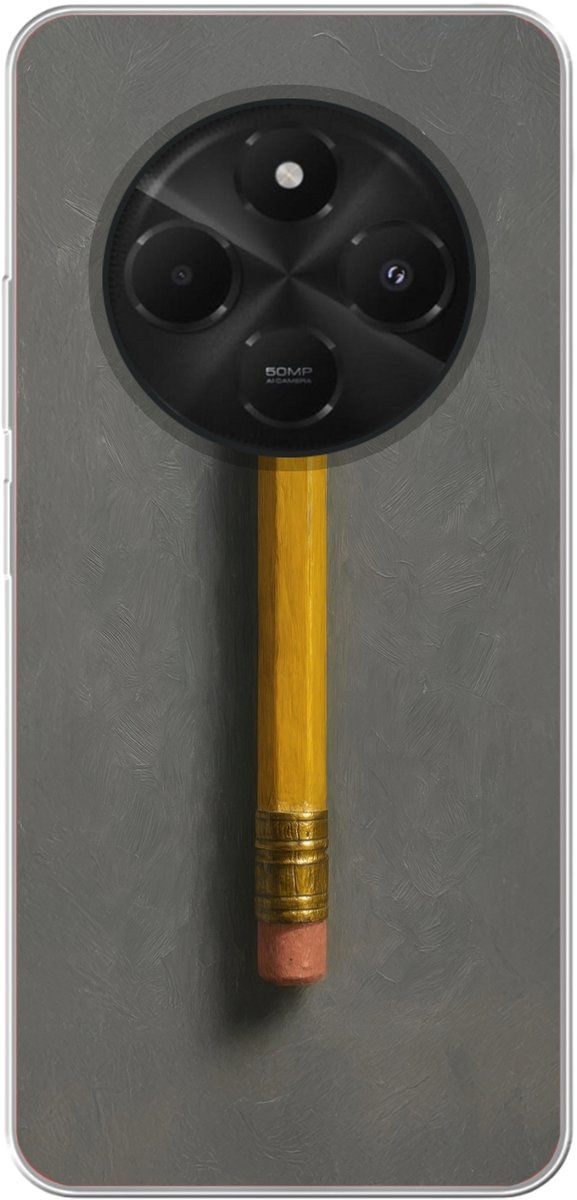 Telefoonhoesje Geschikt voor Xiaomi Geschikt voor Poco M7 hoesje - Potlood - Schilderij - Geel - Siliconen Telefoonhoesje Telefoonhoesje
