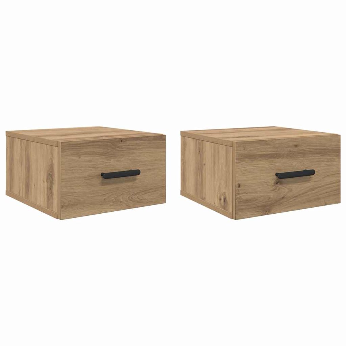 vidaXL Nachtkastje - 2 - st - 35 - x - 35 - x - 20 - cm - Bewerkt - hout - Artisan - Eiken Artisan eiken