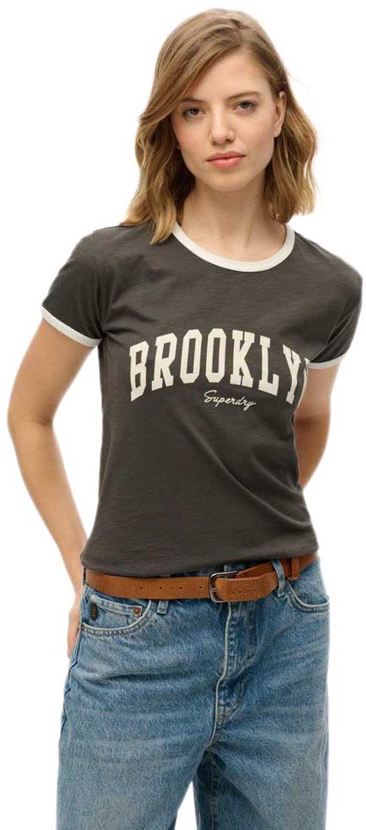 Superdry Athletic Essential Ringer T-shirt met aansluitende pasvorm Dames T-shirts Zwart
