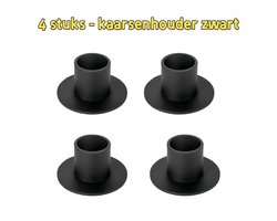 4-delige kaarsenhouder - Rond - Zwart - Huwelijksfeest, jubileum, housewarming cadeau