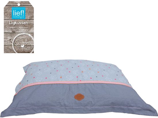 Lief! hondenkussen Volant girls grijs/roze 100 x 80 cm van lief! — afbeelding 2