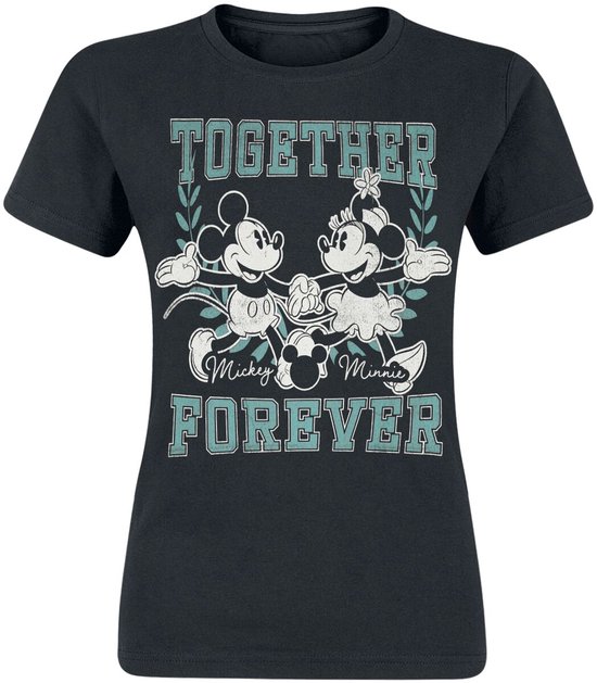 Mickey Mouse Mickey & Minnie Together Forever Dames T-shirt - zwart - M