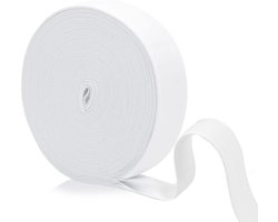 EXCITAT Elastiek - Naai elastiek - 2,5 cm breed - 10 m - Geschikt voor doe-het-zelf-knutsels en kleding - Wit