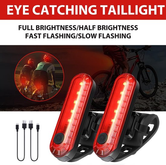 2-pack superheldere USB oplaadbare LED-achterlichten Geschikt Geschikt voor fietshelm, rugzak, veiligheidswaarschuwing, 4 verlichtingsmodi — afbeelding 5