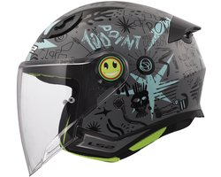 Casque jet enfant LS2 OF622 Funny II Scribble gris bleu - Kinder L