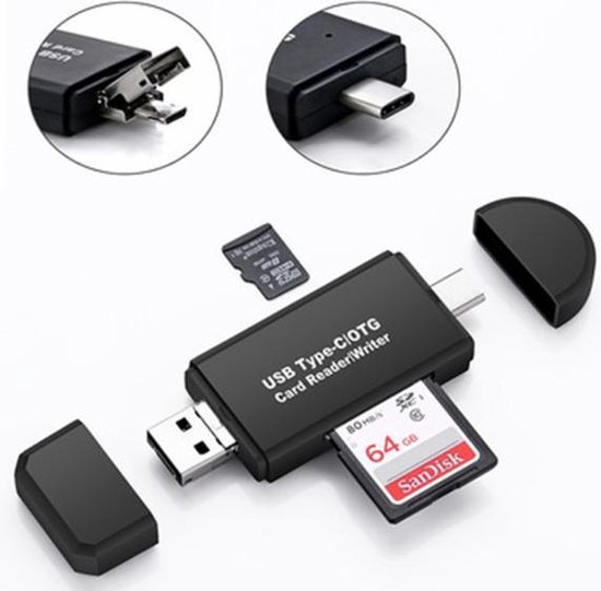 WiseGoods - Multifunctionele Kaartlezer - 4 in 1 Card Reader - Micro USB  Naar USB, SD... | bol.com