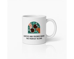 330ml Koffiemok met Vriendschapsquote – "Koffie en Vrienden Zijn de Perfecte Mix" – Keramische Beker voor Koffieliefhebbers – Cadeau voor Vrienden