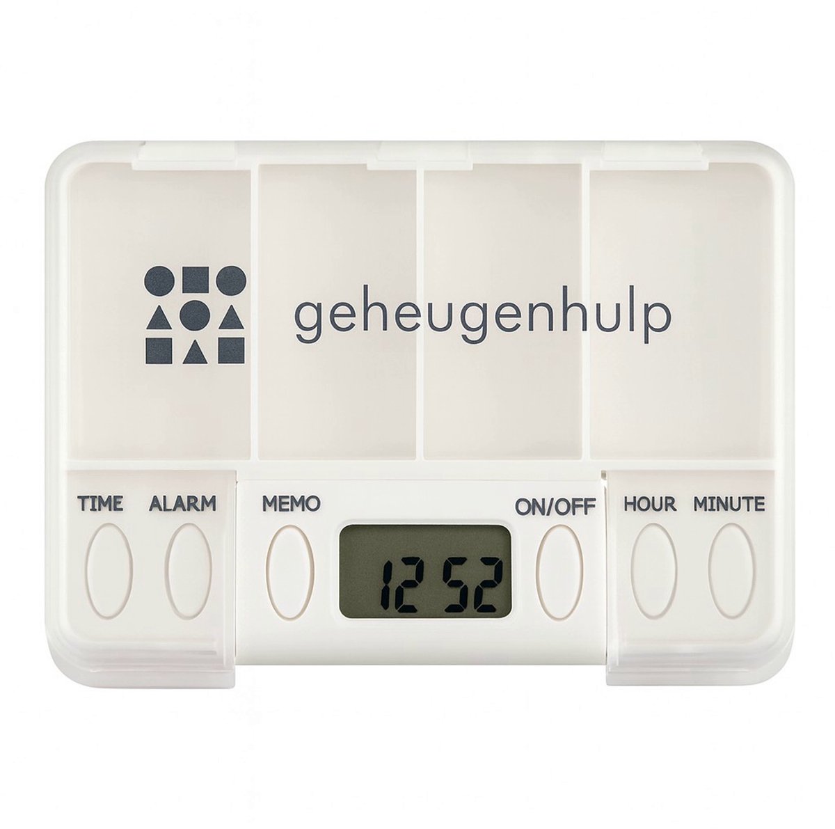 Medicijndoos met 4 alarmen – handig en compact – wit - Geheugenhulp