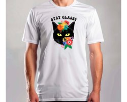 Stay Classy - T Shirt - Funny - SoFunny - Grappig - ZoGrappig - Sarcasm - SarcasticHumor - Sarcasme - Sarcastisch - Cat - Katten