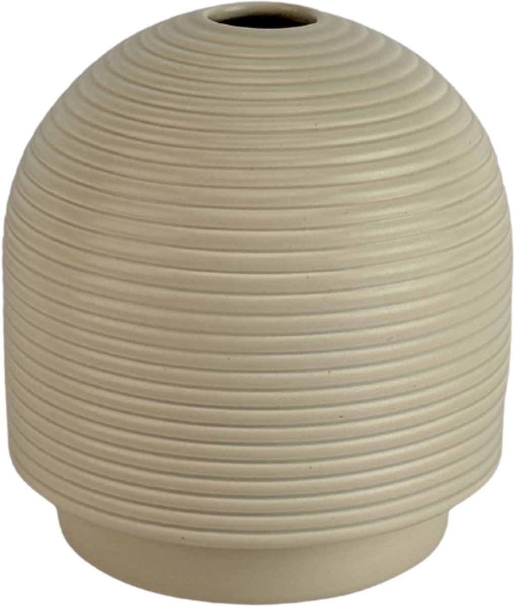 XLBoom Nova Small Cream - Keramische design vaas (Ø 20 cm) - Verkrijgbaar in Cream & Mocha - Ribbelstructuur geïnspireerd op traditionele coil pottery