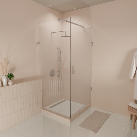 Cabine de douche Lomazoo Cali - 90 x 90 Cm - Chrome - Glas transparent 8 mm - Revêtement Nano