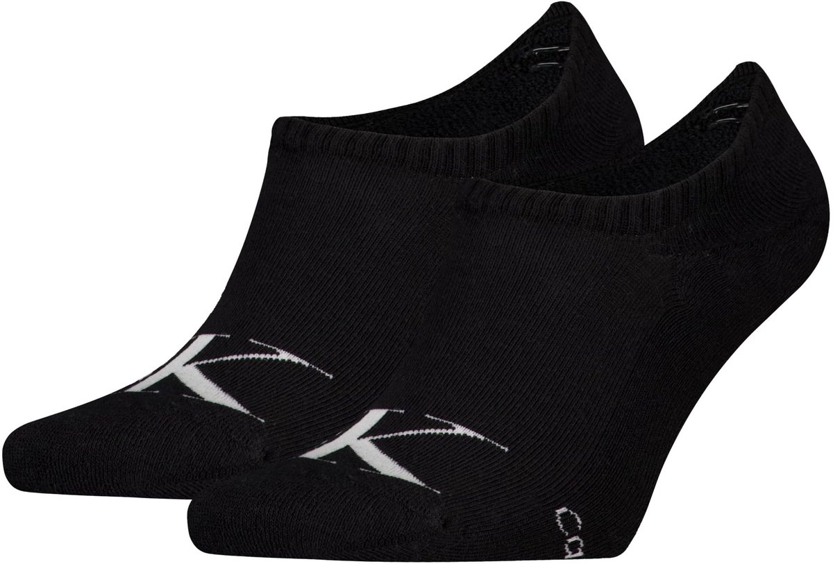 Calvin Klein Jeans Heren Footies 2-Pack Monogram Zwart