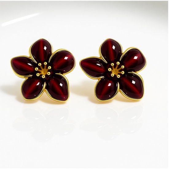 Boucles d'oreilles Luxxie statement rouge-or - boucles d'oreilles à tige - cadeau pour elle - cadeau de Noël - boucles d'oreilles femme