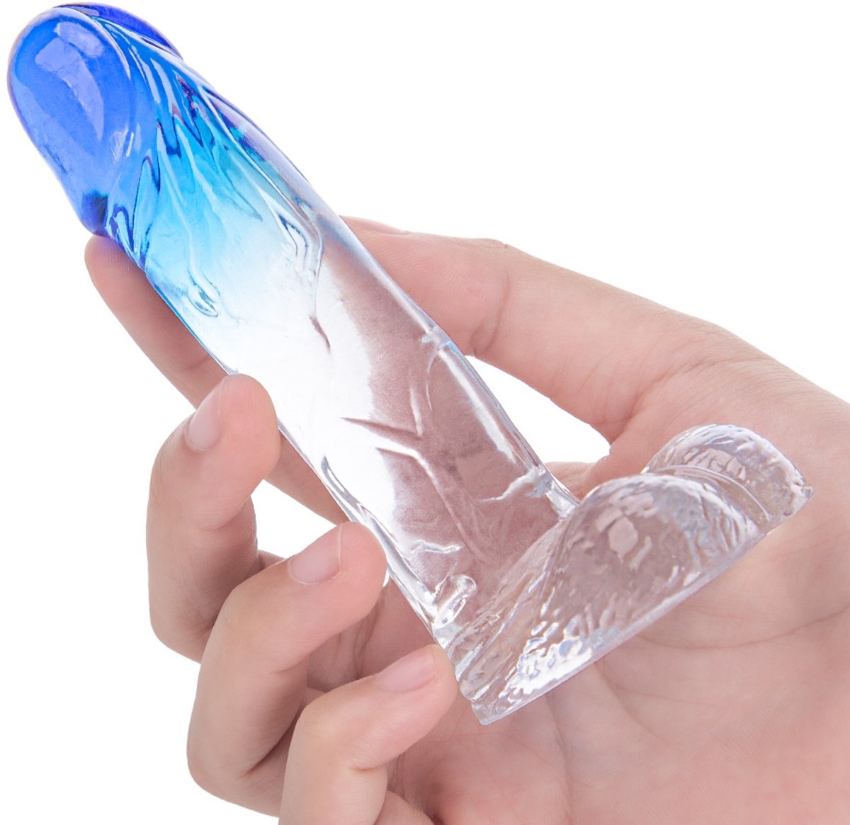 Deep Desire - Kleine Dildo - Kunstrubber - 11,5 cm - Transparant/Blauw