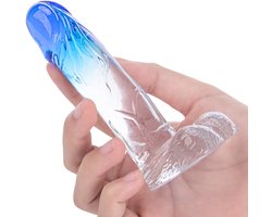 Deep Desire - Kleine Dildo - Kunstrubber - 11,5 cm - Transparant/Blauw