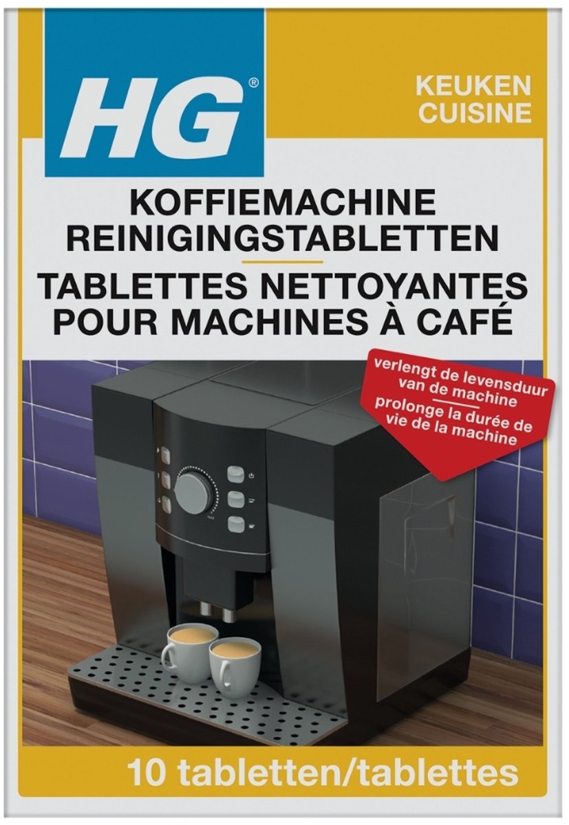 1 x HG Koffiemachine Reinigingstabletten 10 tabletten - Koffiemachine Reinigen - Koffiemachine Ontkalken - Koffiemachine Schoonmaken - Koffiemachine Onderhoud - Koffiemachine Reinigingstabletten