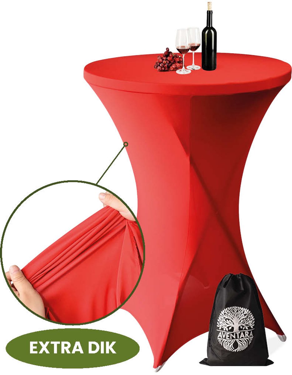 Statafelrok Rood – ∅80-85 x 110 cm met Opbergtas – Statafelhoes Stretch Stof – Kras- en Vouwvrije Statafel Rok Extra Dik – Sta Tafelrok – Rode Statafelhoezen Voor Horeca, Evenementen, Feest, Bruiloft en Partijen