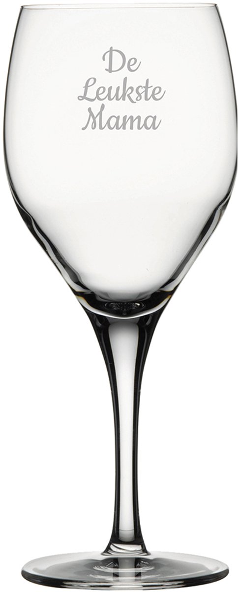 Gegraveerde witte wijnglas 34cl De Leukste Mama