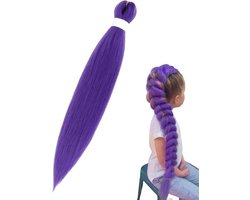 1 stuk gevlochten haar - Meisjes voorgerekt gevlochten haar - 66 cm - Paarse gevlochten haarextensies - Lange pruik - Perfect voor op het podium, op feestjes en als Halloween-kostuumaccessoire - Paars