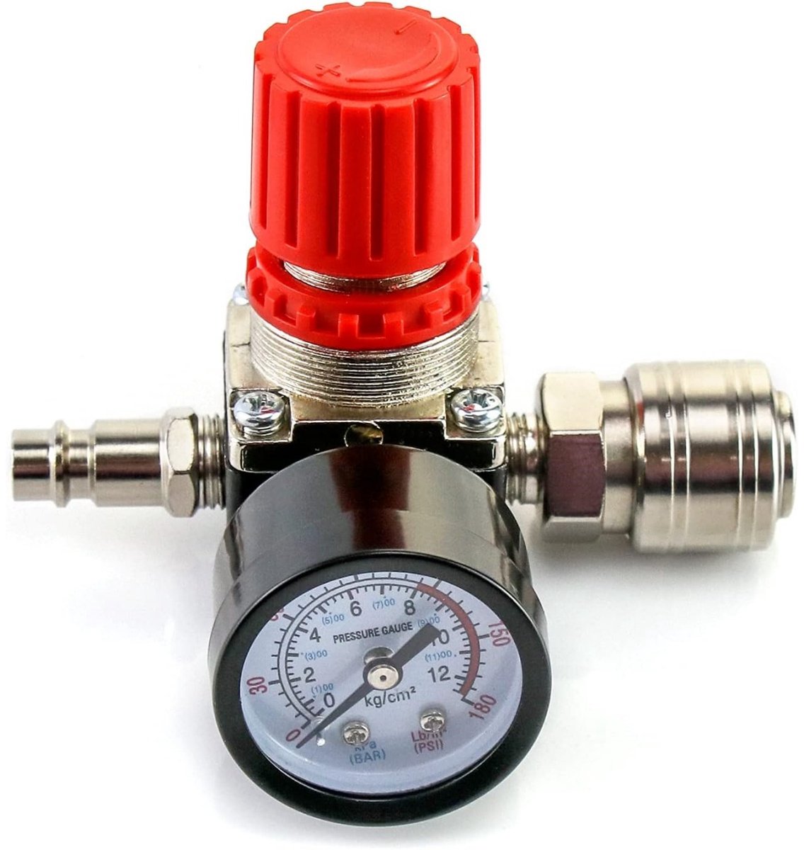 EXCITAT Drukregelklep - Drukregelaar voor luchtcompressoren - 1/4" EU-standaard drukregelklep - Met 175 PSI 12 bar manometer - Geschikt voor luchtcompressoren
