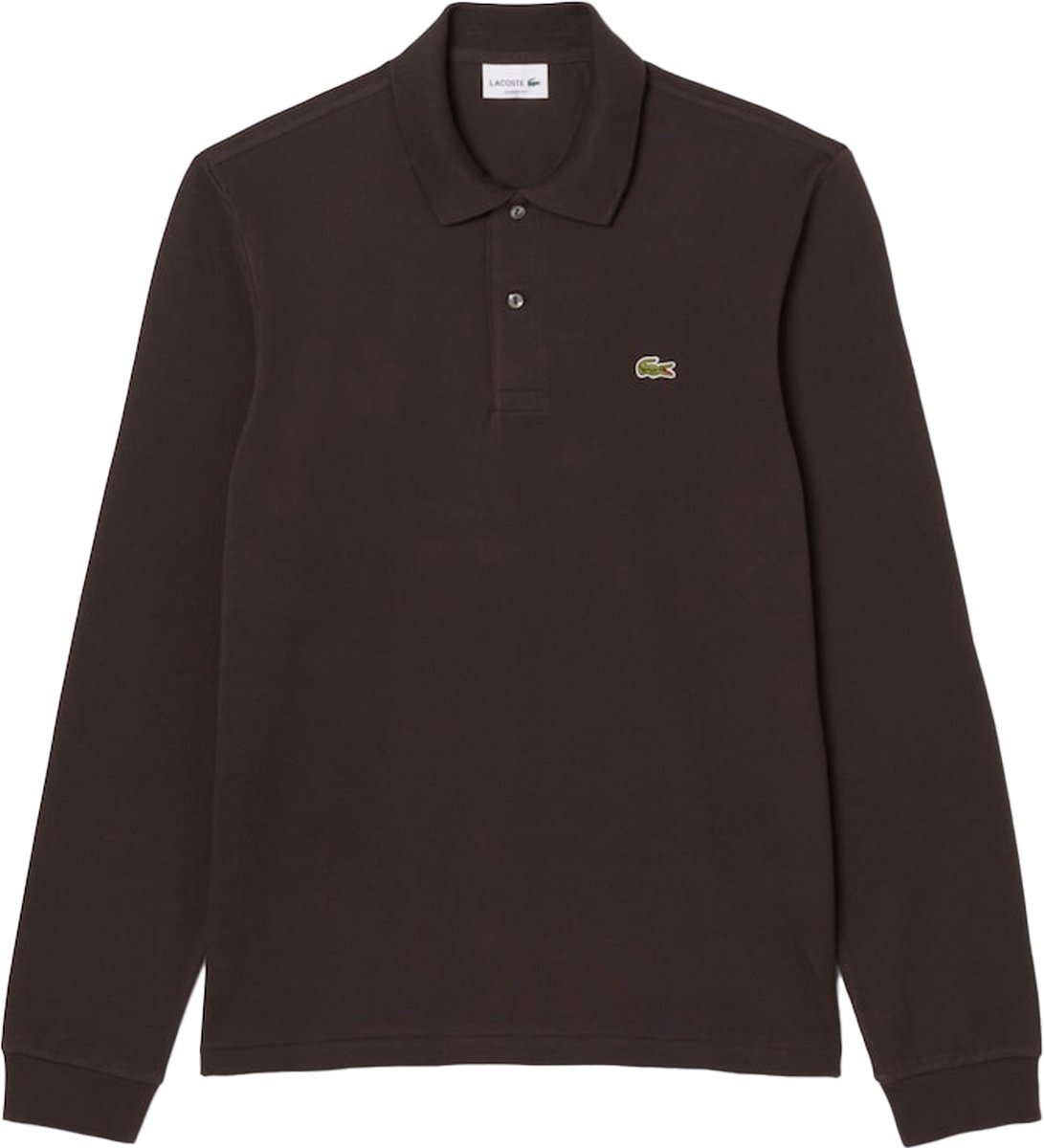 Lacoste Classic Fit polo lange mouw donkerbruin