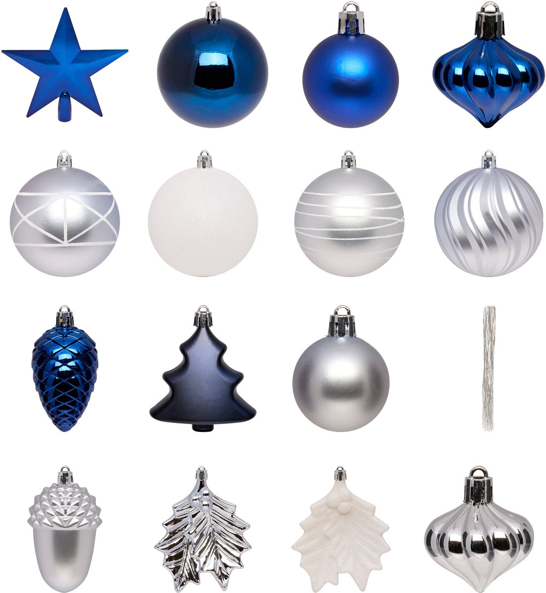 Set van kerstballen en versieringen, 60 stuks