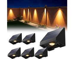 6-Pack Decoratieve Solar Lampen Voor Schutting – Waterdichte Led Buitenverlichting Op Zonne-Energie Met Warm Wit Licht – Voor Muur, Terras, Tuin, Hek, Garage, Zwembad – Eenvoudige Installatie – 6.6×5.8×5.1cm