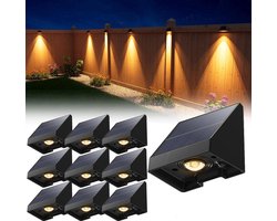 Merkloos 10-Pack Decoratieve Solar Lampen Voor Schutting - Waterdichte Led Buitenverlichting Op Zonne-Energie Met Warm Wit Licht - 6.6 × 5.8 × 5.1cm