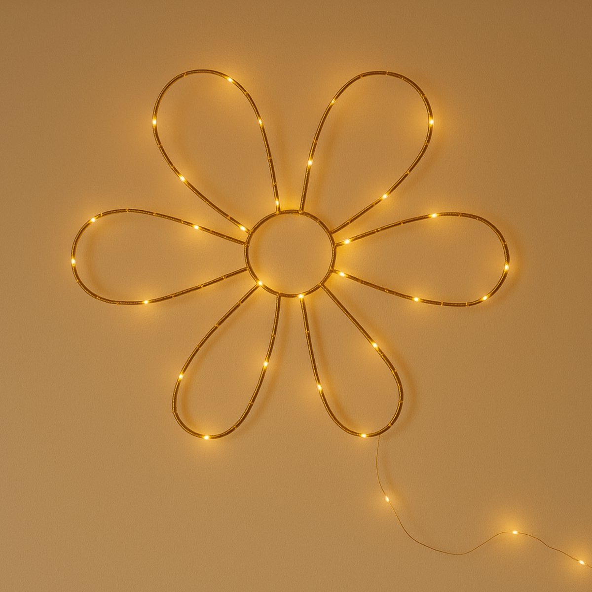 ZoeZo Nachtlampje Kinderen Bloemen LED - Batterij - LED Wandlamp Binnen - Kinderkamer verlichting - Wanddecoratie - Nachtlampje - Goud