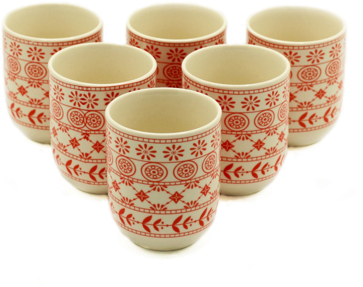 Theekopjes - gebloemd servies - keramiek - 6 stuks
