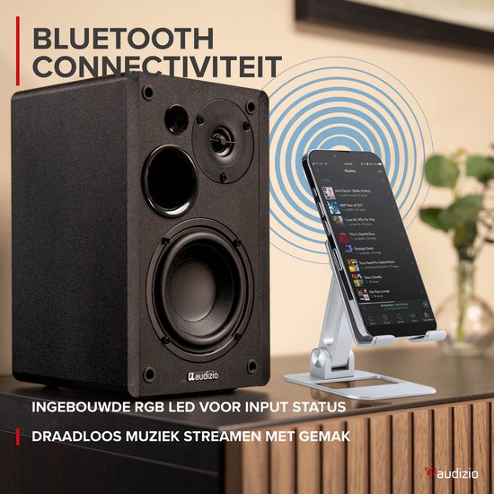 HiFi speakers - Audizio KS01B - Boekenplank speakers - Bluetooth - 120W - Zwart van Audizio — afbeelding 5