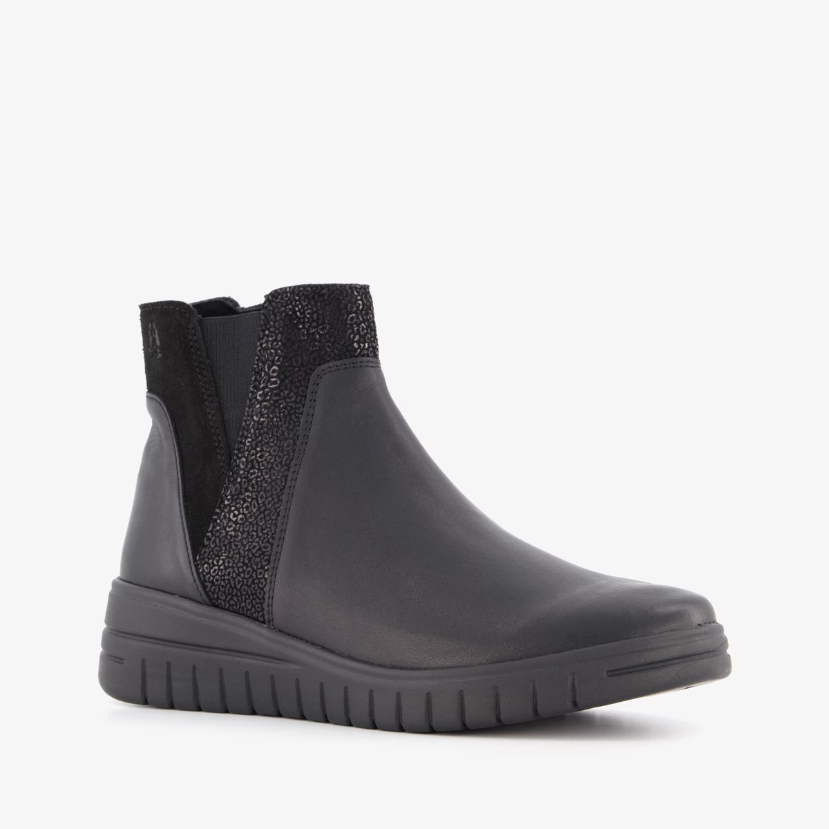 Hush Puppies leren dames enkellaarsjes zwart Uitneembare zool