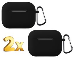 Telestore - hoesje geschikt voor AirPods Pro 3 soft case cover - 2 stuks zwart 2x - TPU hoesje Beschermhoes - AirPods Pro 3 Cover - AirPods Pro 3 hoesje - Geschikt voor Apple AirPods Pro 3 - gel hoesje met sleutelhanger