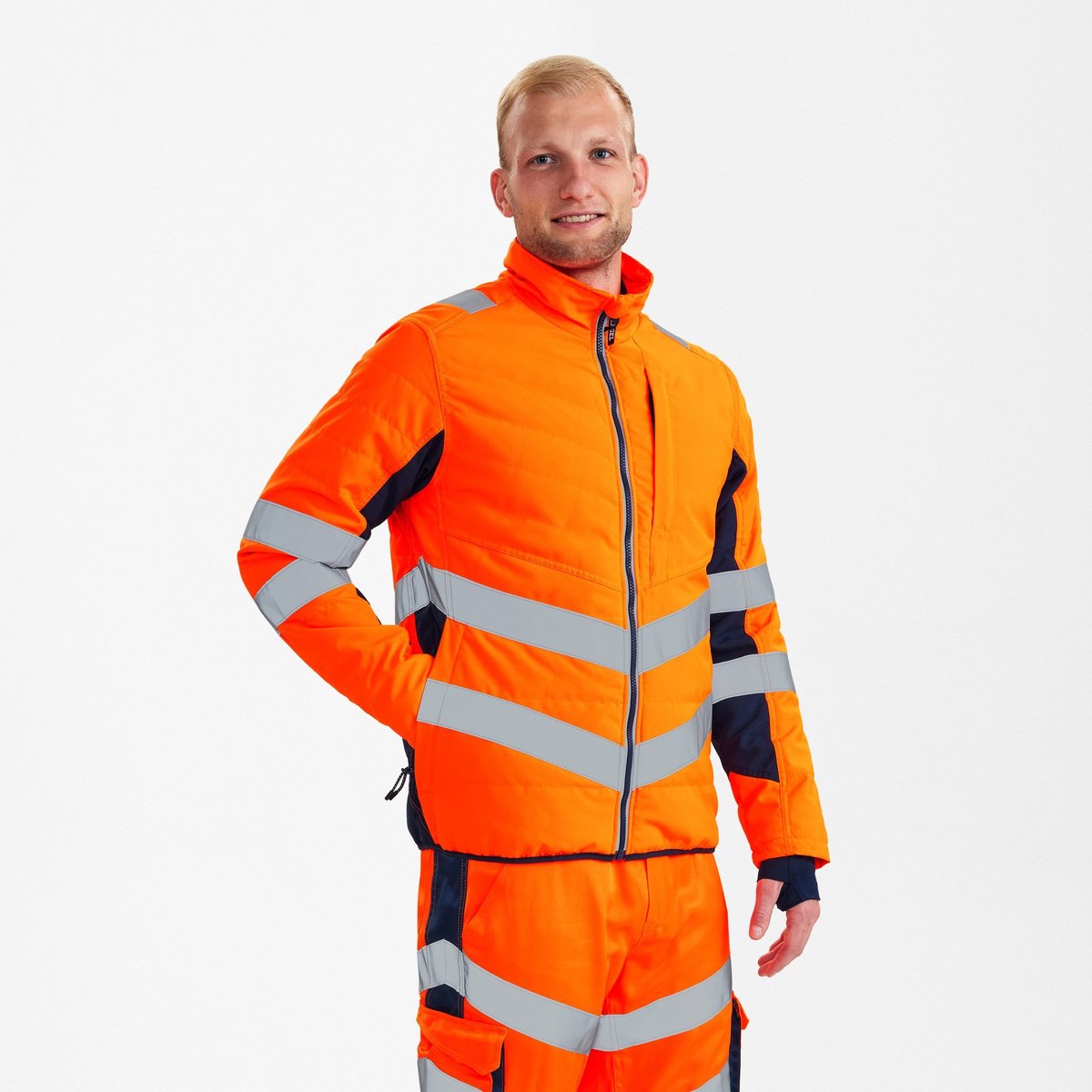 Engel Safety gewatteerde jack 1159-158 - Hi-vis Orange / Blue Ink - XL
