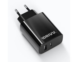 Drivv. USB C Oplader 35W – 2 in 1 Snellader – USB C & USB A aansluiting – Adapter