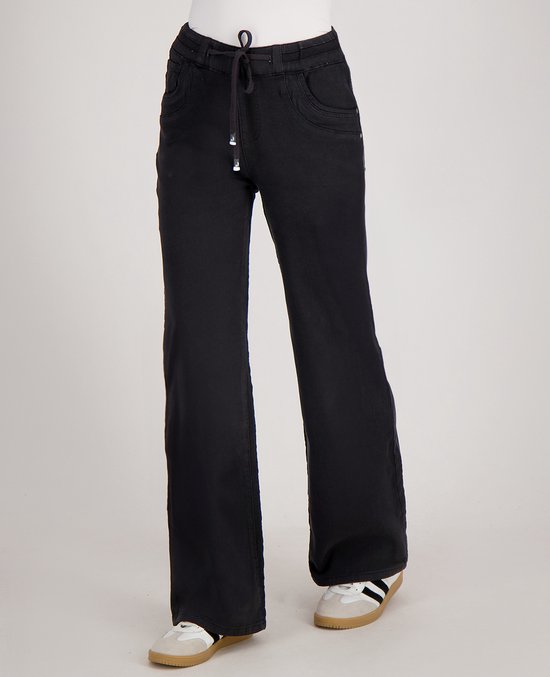 Je m'appelle Dames Broek Straight fit Met stretch - Zwart - Maat M