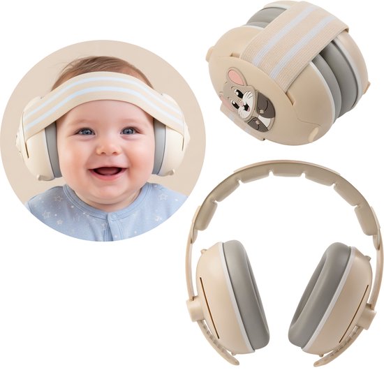Muisstil® Gehoorbescherming Baby – Gecertificeerde Oorkappen voor baby’s en Peuters – Premium Oorbeschermers Baby - Koptelefoon Baby – 25 dB Bescherming – Beige