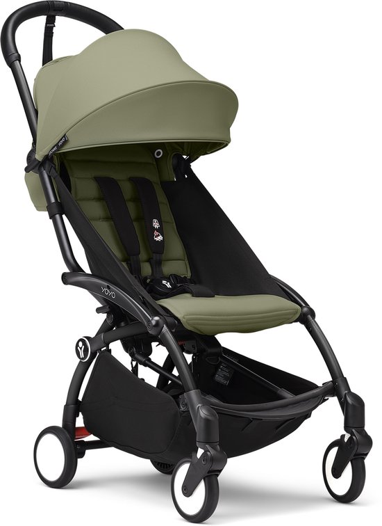 Foto: Stokke yoyo3 kinderwagen vanaf 6 maanden inclusief zwart frame olive zitkussen luifel in een handomdraai in en uitklapbaar licht en compact past in handbagage