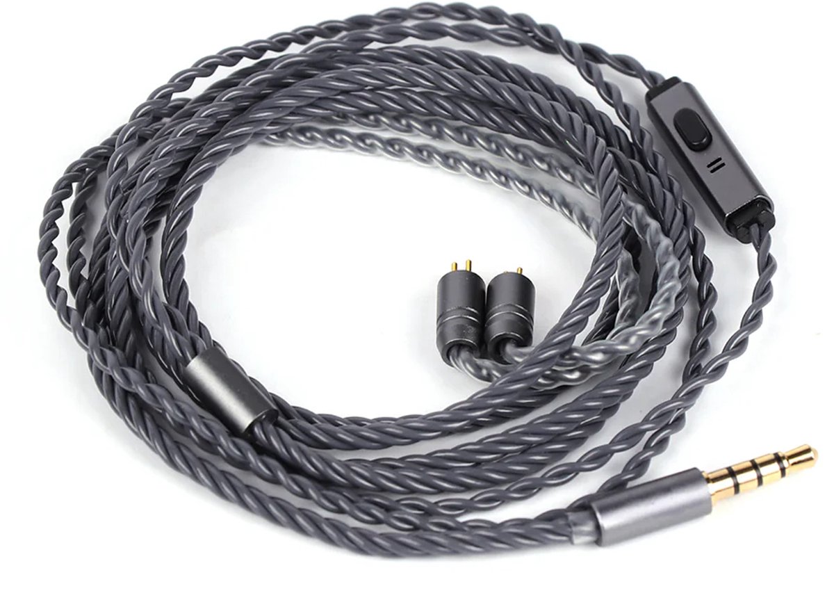 Tripowin Grace - IEM Kabel - 3.5mm - 2 Pin - Met Microfoon - 1.2 Meter - Grijs