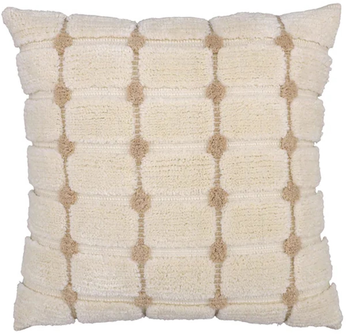 Urbane Hide Kussenhoes | Kussenhoesjes | Sierkussen | 45x45 cm | Geometrische Ruit | Crème & Beige | Zonder Binnenkussen