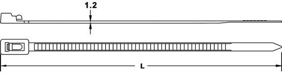 TRU COMPONENTS 1592879 TC-HVR250SBK203 Attache-câble 250 mm 4,50 mm Zwart refermable 100 pc(s)