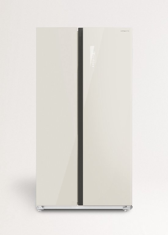 Amerikaanse koelkast 550L No Frost side-by-side crème, inverter, energieklasse E, ruime indeling, glazen deuren