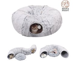 Kattentunnel Pluche - Tunnel Kat - Kattenhuis - Speeltunnel kat - Grijs